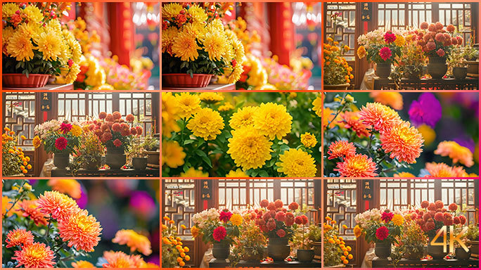 传统节日庆典花卉 摆满了鲜花 菊花展览