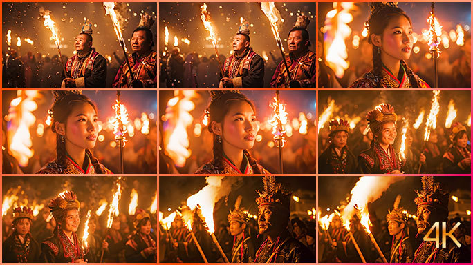 少数民族火把节 民俗文化传统节日祭祀活动