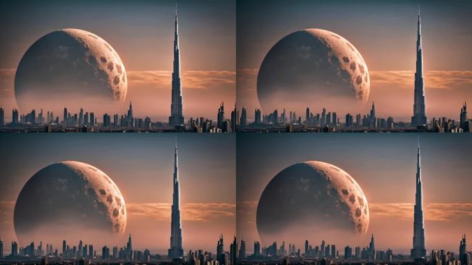 迪拜和巨形圆月
