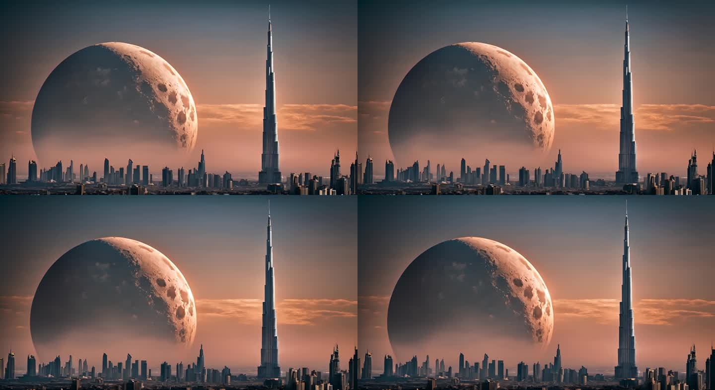 迪拜和巨形圆月