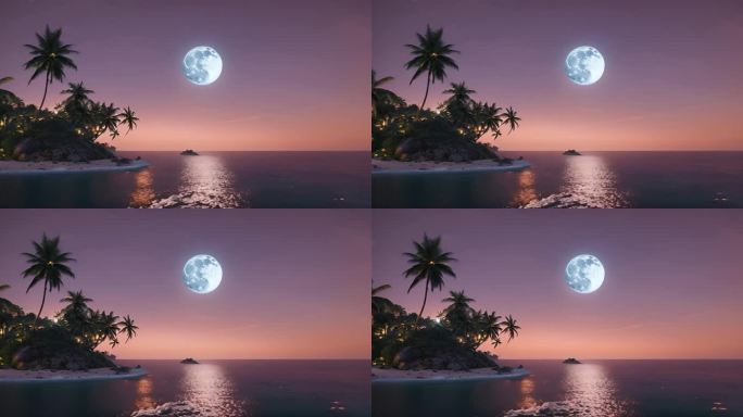 椰子岛和圆月