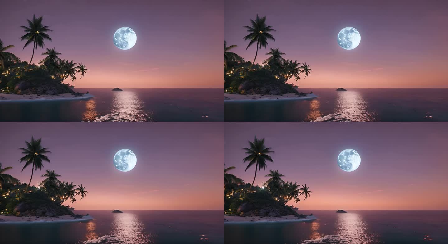 椰子岛和圆月
