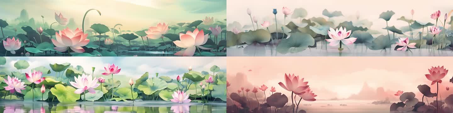 古典中国风荷花池塘荷叶莲花背景视频8K