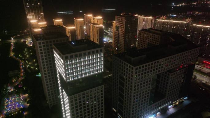温州乐清总部经济园夜景航拍