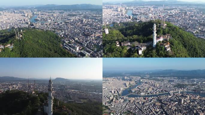 恩平鳌峰山广东恩平山脉城区鸟瞰恩平锦江河