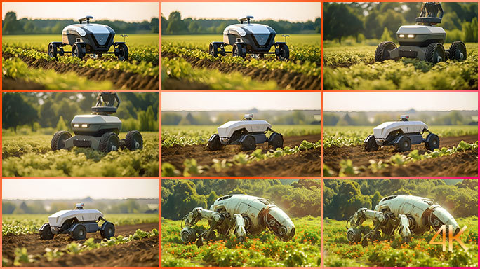 未来超级农业机器人 翻土播种施肥除虫收割