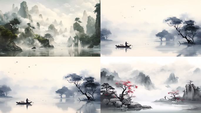 中国风水墨山水画，禅意山水古风动态壁纸