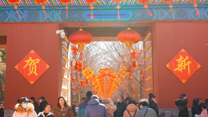 北京过年 地坛庙会 过年氛围