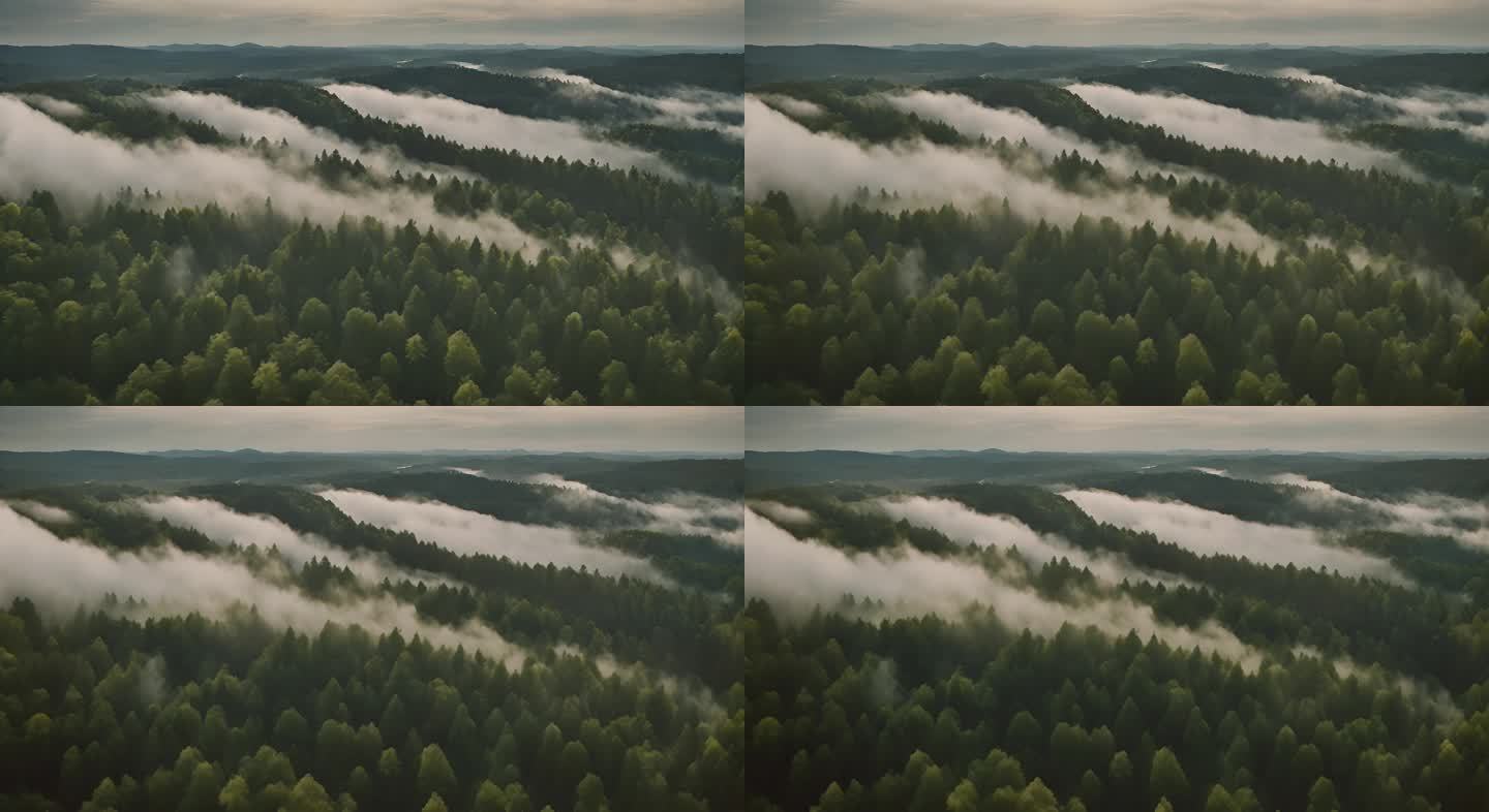 山峰云雾森林阳光树林大自然生态环境风景