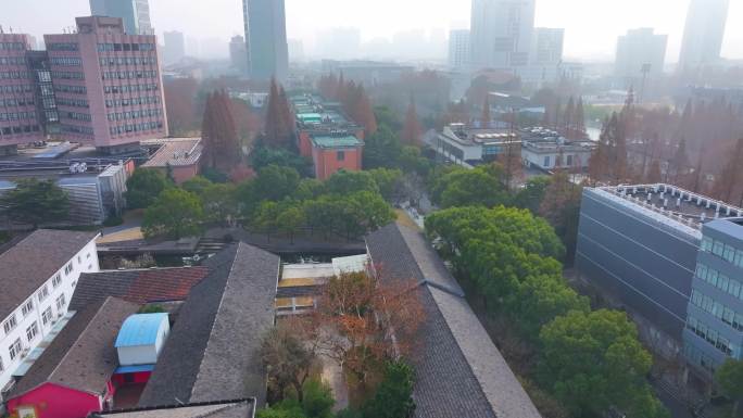 上海杨浦区同济大学本部航拍校园风景风光