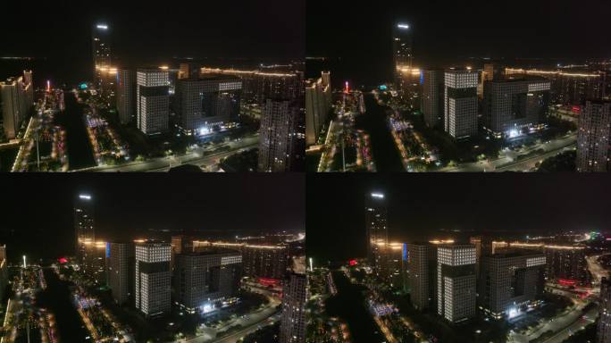 温州乐清总部经济园夜景航拍