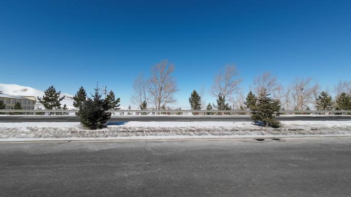 开车沿途风景第一视角 雪景公路