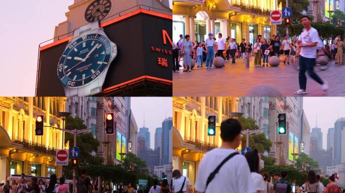 上海市南京东路逛街购物旅游人群行人人流游