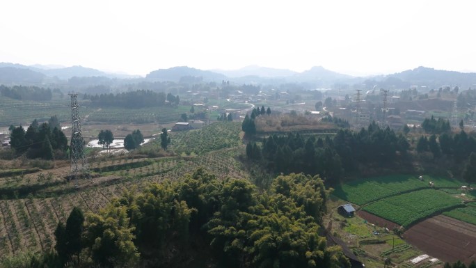 大气震撼乡村振兴/乡镇/田野/老旧房屋