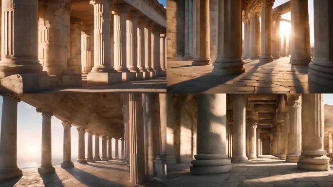 罗马石柱的光影