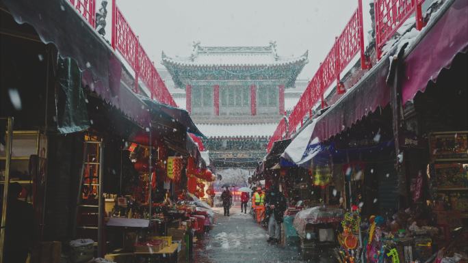 西安古建筑雪景8k素材合集