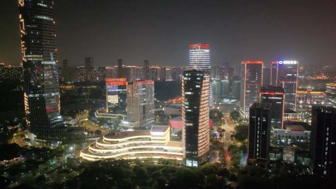 厦门夜景集美区集美新市民广场航拍集美市民