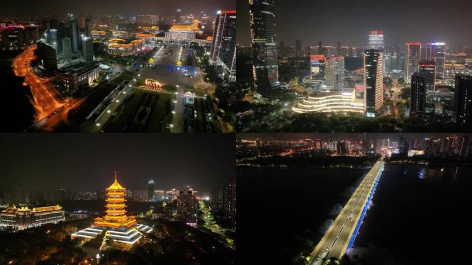 厦门夜景集美区集美新市民广场航拍集美市民