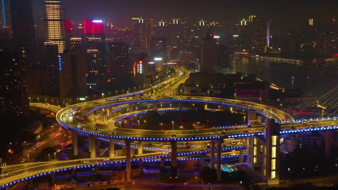 上海市黄浦区黄浦江南浦大桥桥梁夜晚夜景车