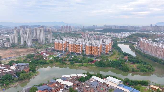 福州闽侯县大学城航拍福建风景风光