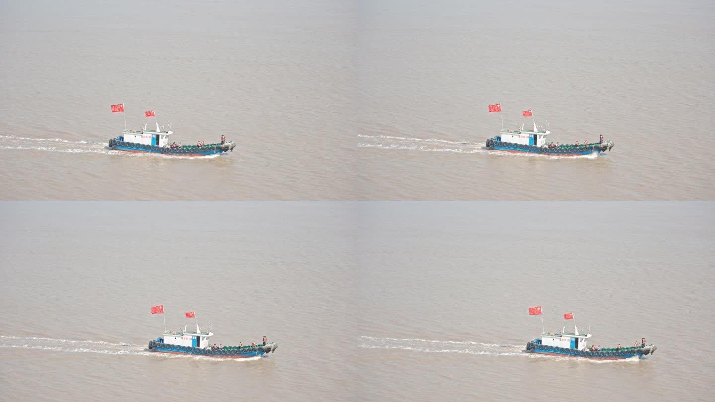 渔船在海中行驶宁波象山石浦镇