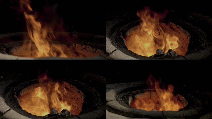 柴火火焰木柴火烤炉火焰