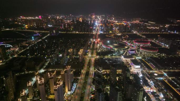 浙江温州乐清夜景航拍