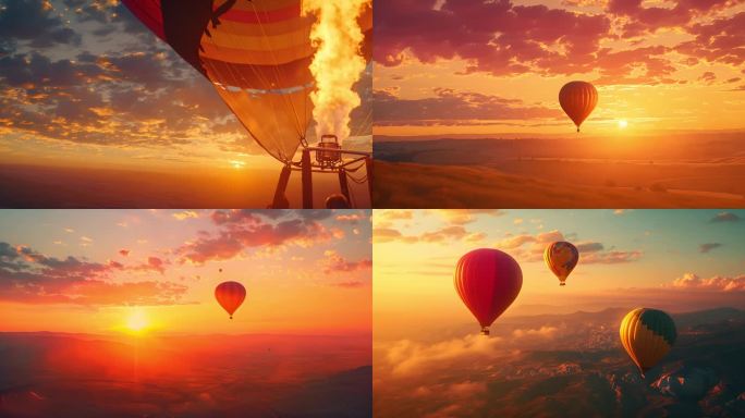 热气球喷火夕阳