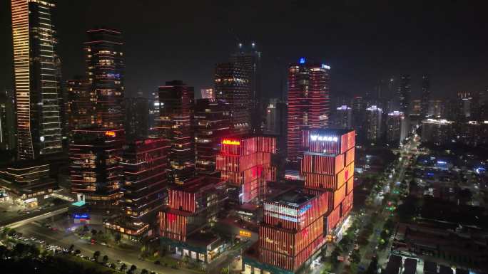 中国华润大厦南山区深圳湾体育中心夜晚夜景