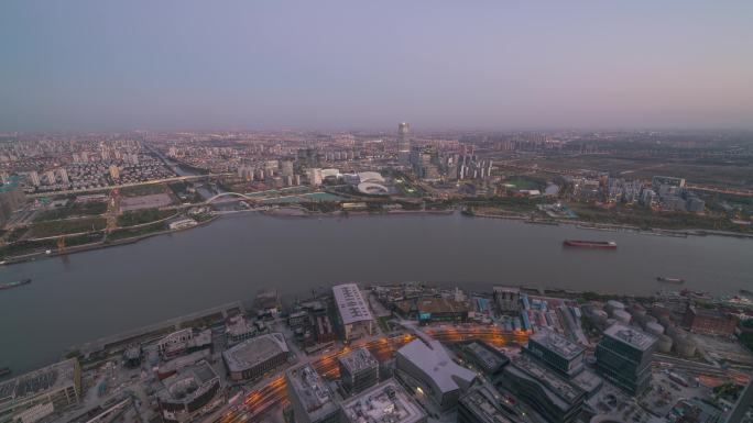 4K 上海前滩 浦东 俯视 延时日转夜
