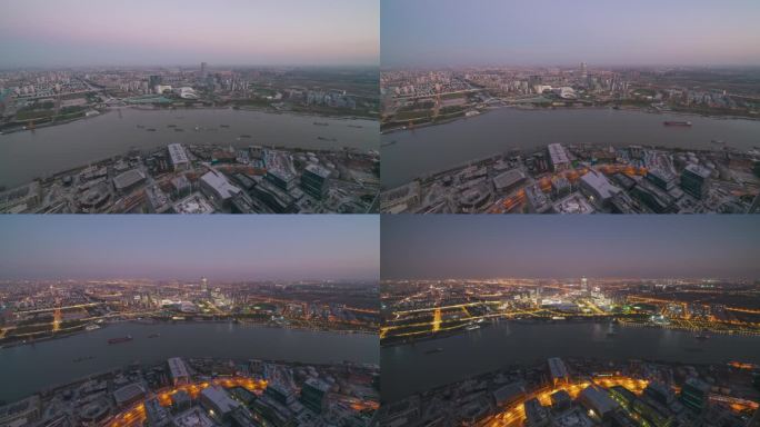 4K 上海前滩 浦东 俯视 延时日转夜