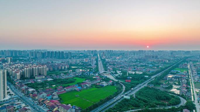 益阳城区高速日落延时