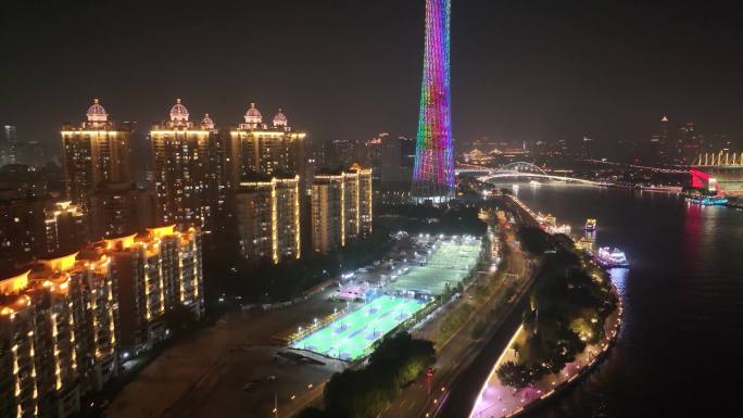 广州海珠区阅江西路猎德大桥珠江夜晚夜景航