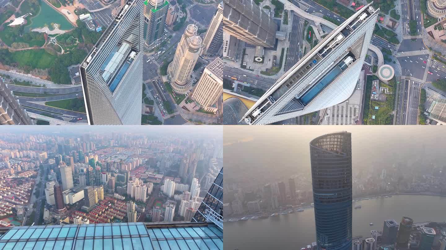 上海浦东新区航拍陆家嘴三件套高楼大厦城市