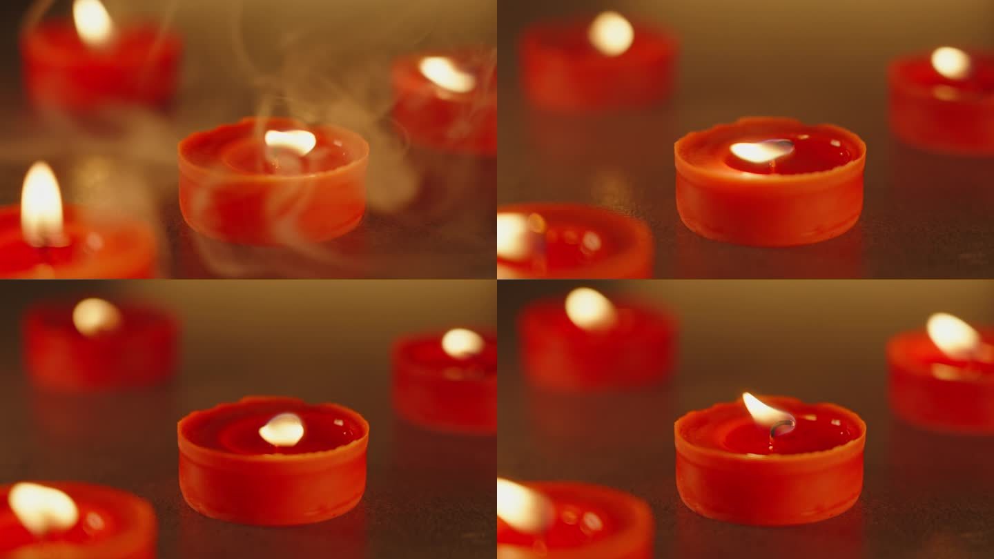 红蜡烛燃烧火焰烛光