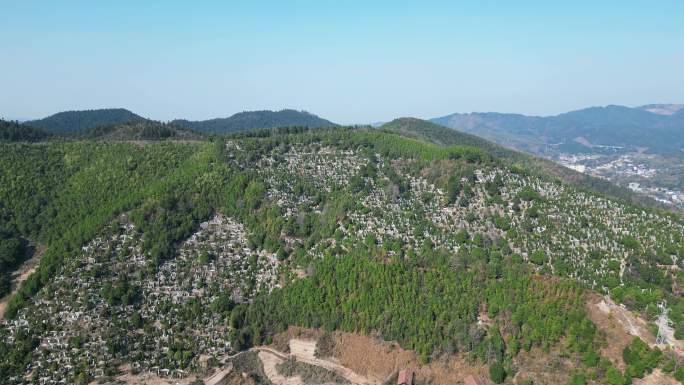 清明节扫墓墓地陵园航拍