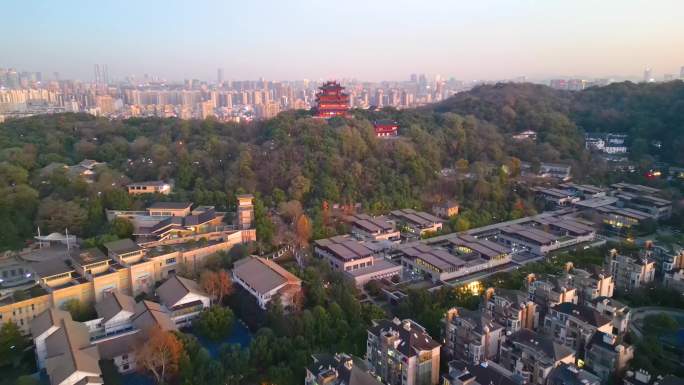 杭州西湖景区夜景风景航拍