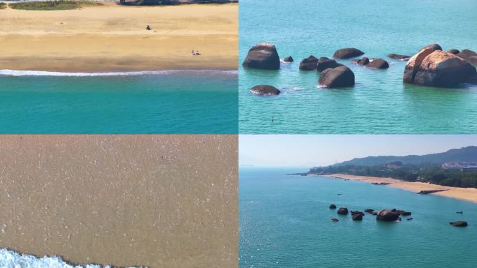 东海大海海边海水海浪沙滩海滩航拍风景唯美