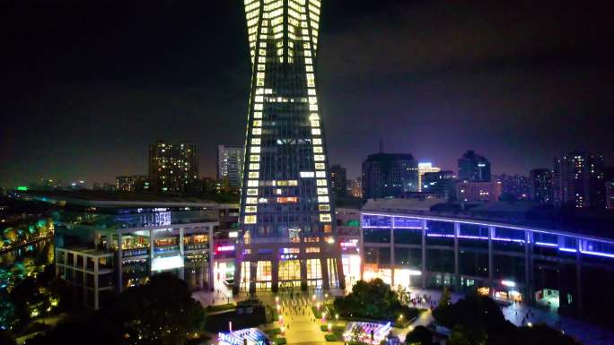 杭州市区西湖文化广场夜景视频素材99