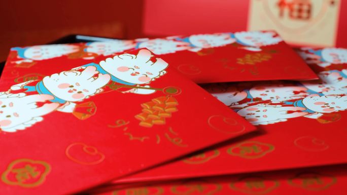 龙年过年新年红包特写春节节日喜庆素材