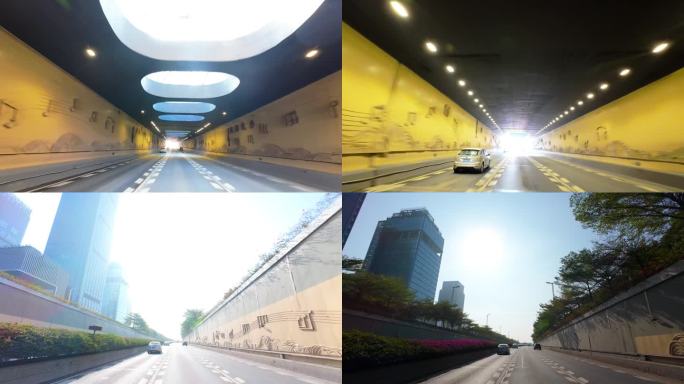 4K广州番禺汉溪隧道行车第一视角