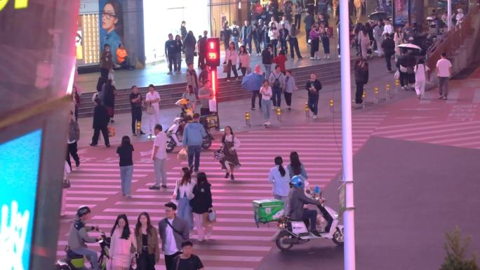 长沙黄兴广场五一广场夜晚夜景人流游客长沙