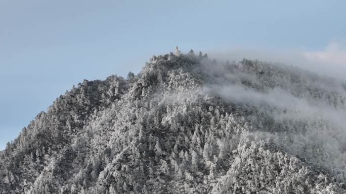 庐山雪景雾凇流云航拍