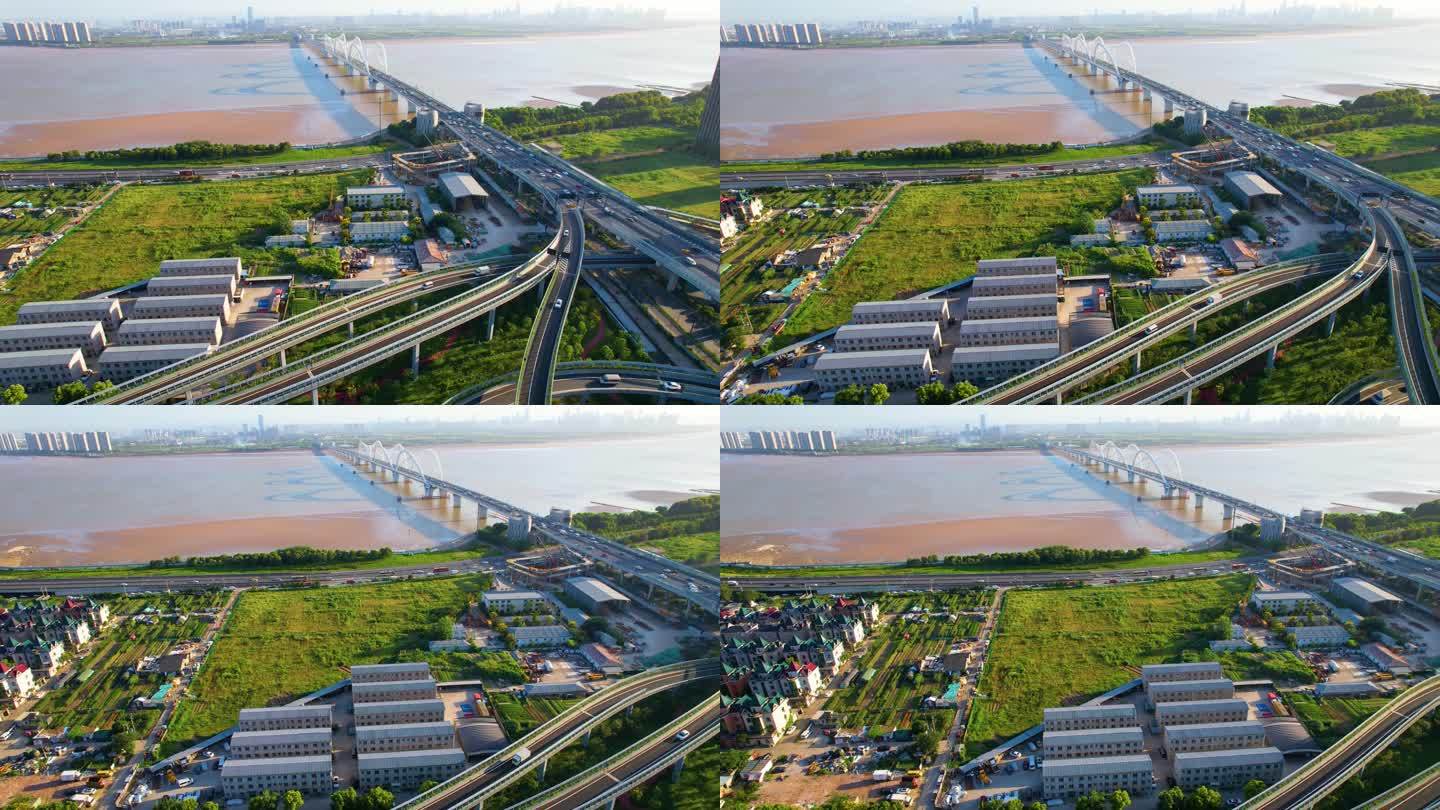 杭州钱塘江九堡大桥航拍风景视频素材409