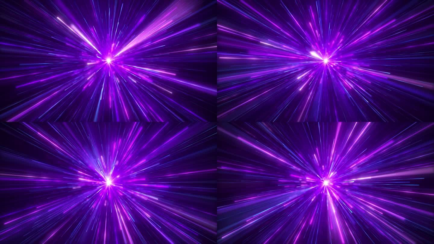 紫色光线粒子穿梭紫色线条爆炸穿梭向前