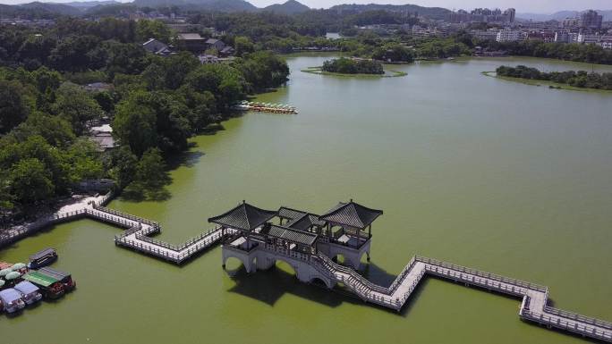 惠州西湖九曲桥航拍景观