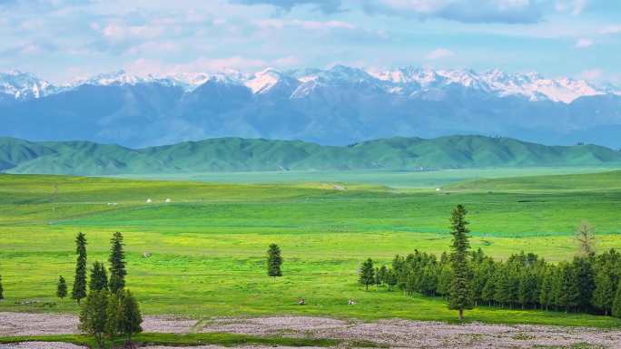 航拍新疆伊犁那拉提空中草原