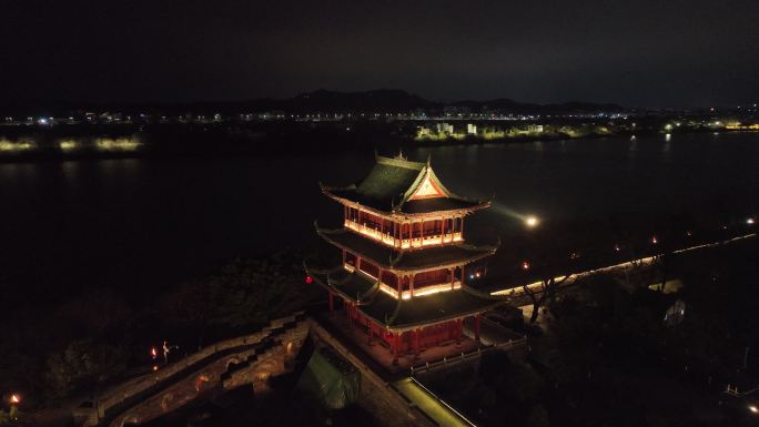 航拍赣州八镜台夜景