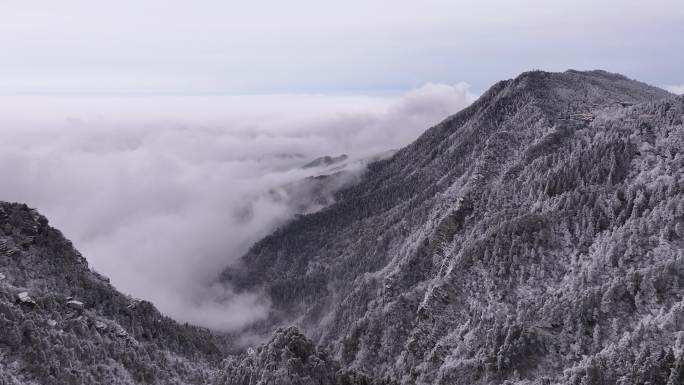 庐山云海雪景航拍