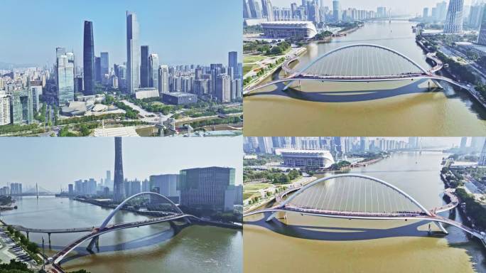4K海心桥珠江新城通透多角度航拍